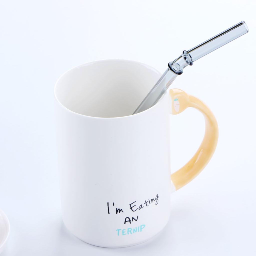 1 Piece Reusable Bamboo Joint Bent Glass Drinking Straw Non-Toxic Gray