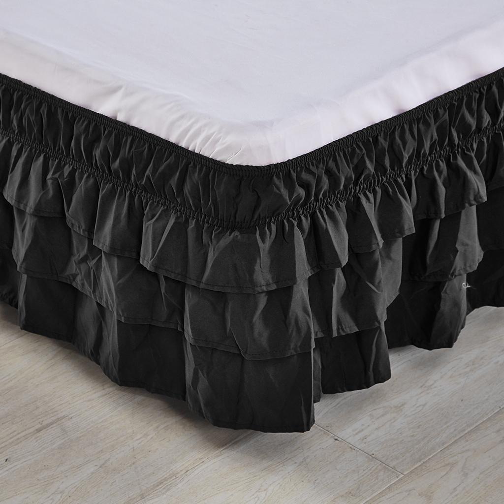 Pleated Dust Ruffle Bed Skirt Easy Fit Elastic Bedding Dress 15inch