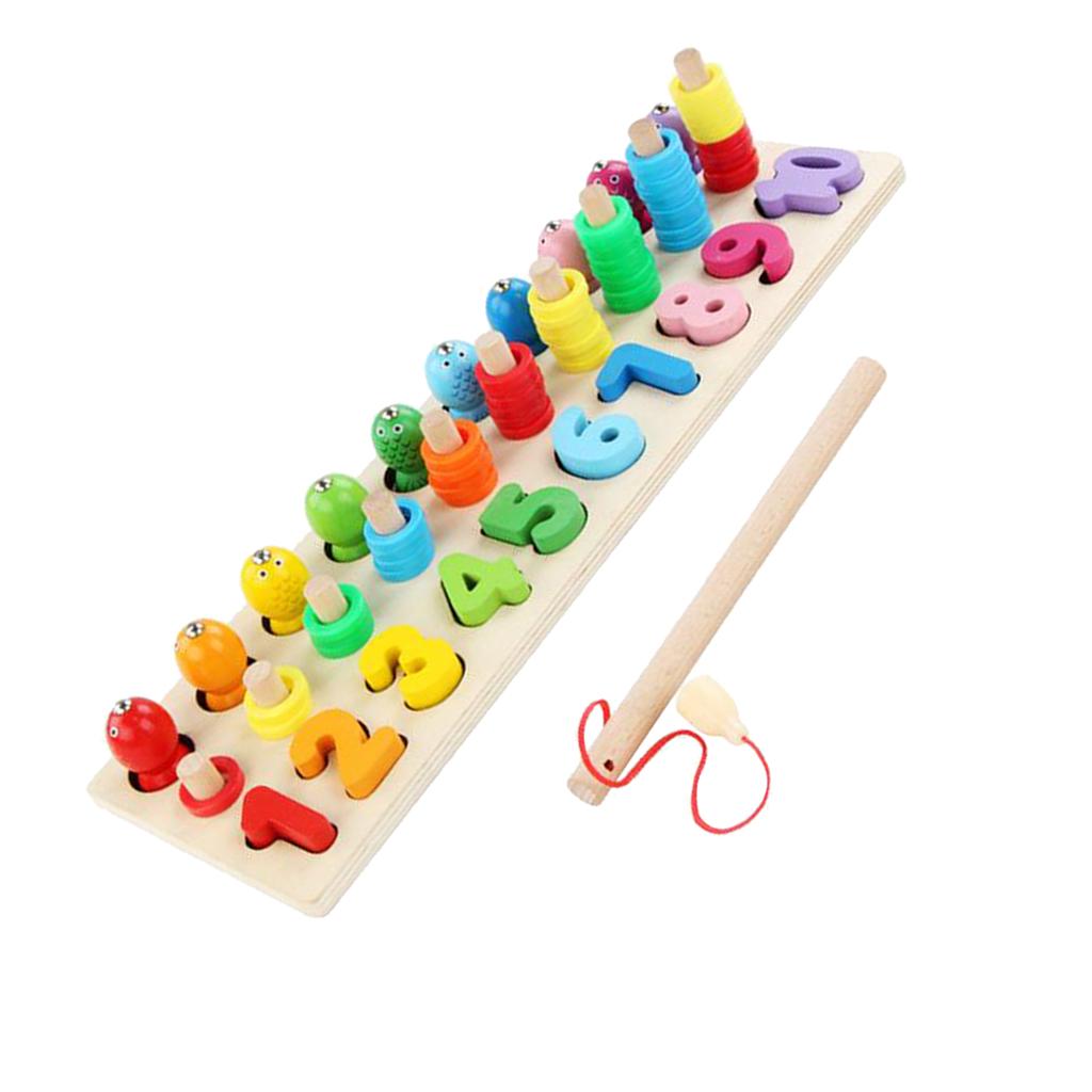 Three-dimensional Matching Board Game Display Wooden Fishing Toy for Kids