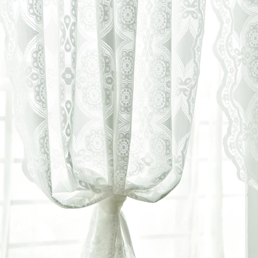 Embroidery Sheer Curtain Rod Pockets Window Lace Voile Drape 1