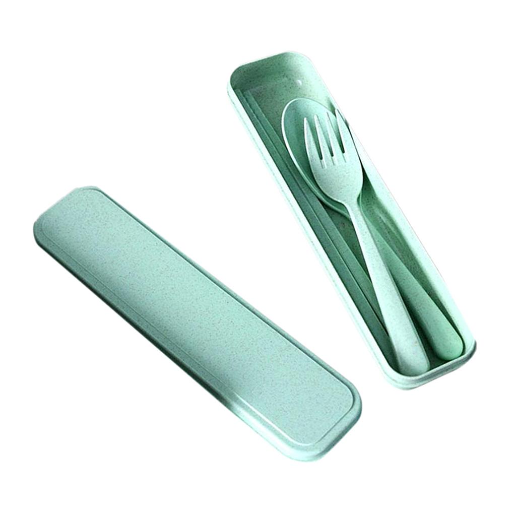 Flatware Set Reusable Fork Spoon Chopsticks Camping Utensil Travel with Box