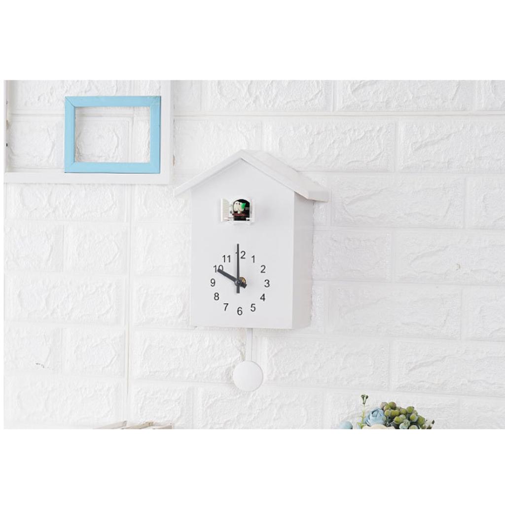 Cuckoo Telling Time Silent 2-arm Sweeping Wall Clock Bedside Clock White