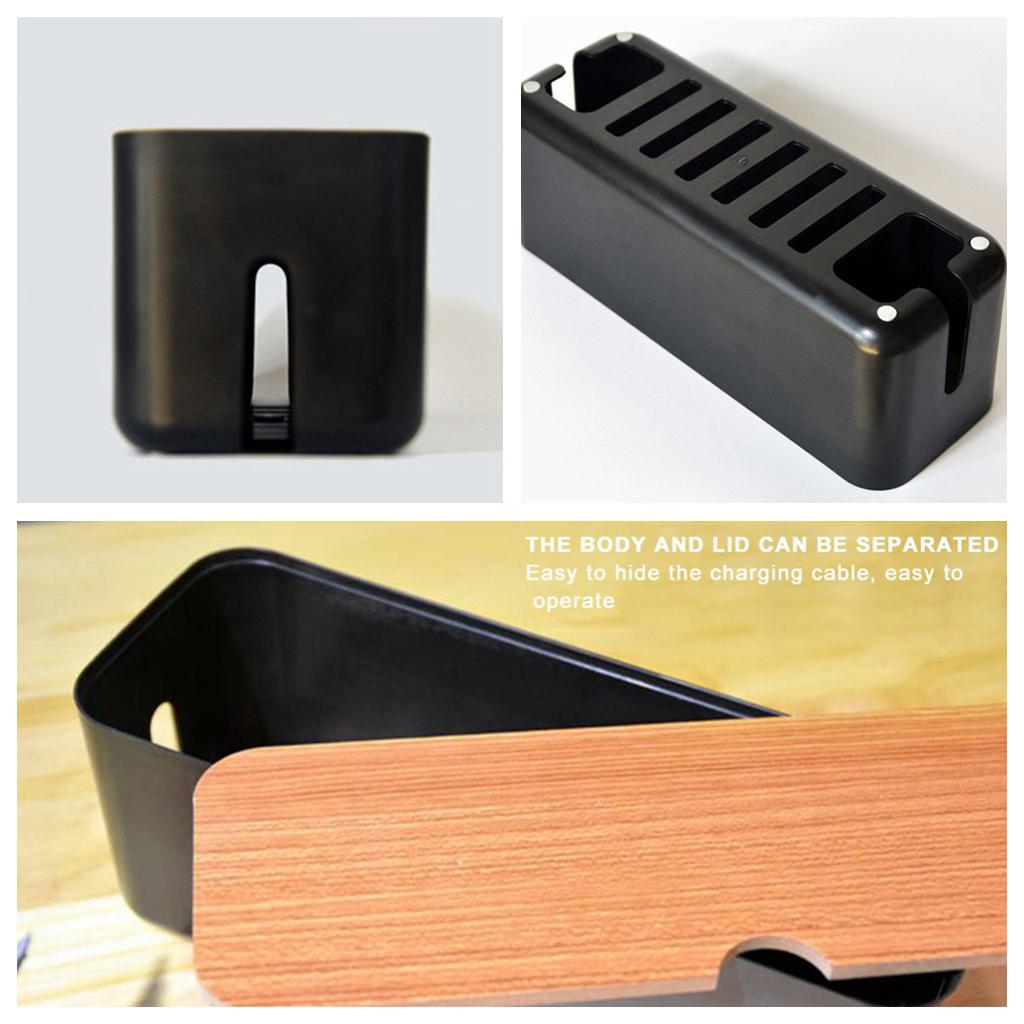 2xCable Wire Management Box Charger Hide Tidy Cover Tray Organizer Black