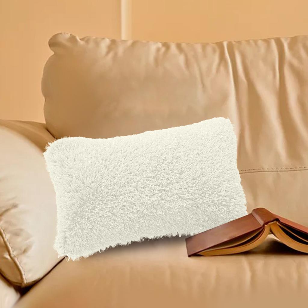 Cushion Cover Shaggy Fluffy Cover Fur Plush Pillowcase Pillow Cover White 30x50cm