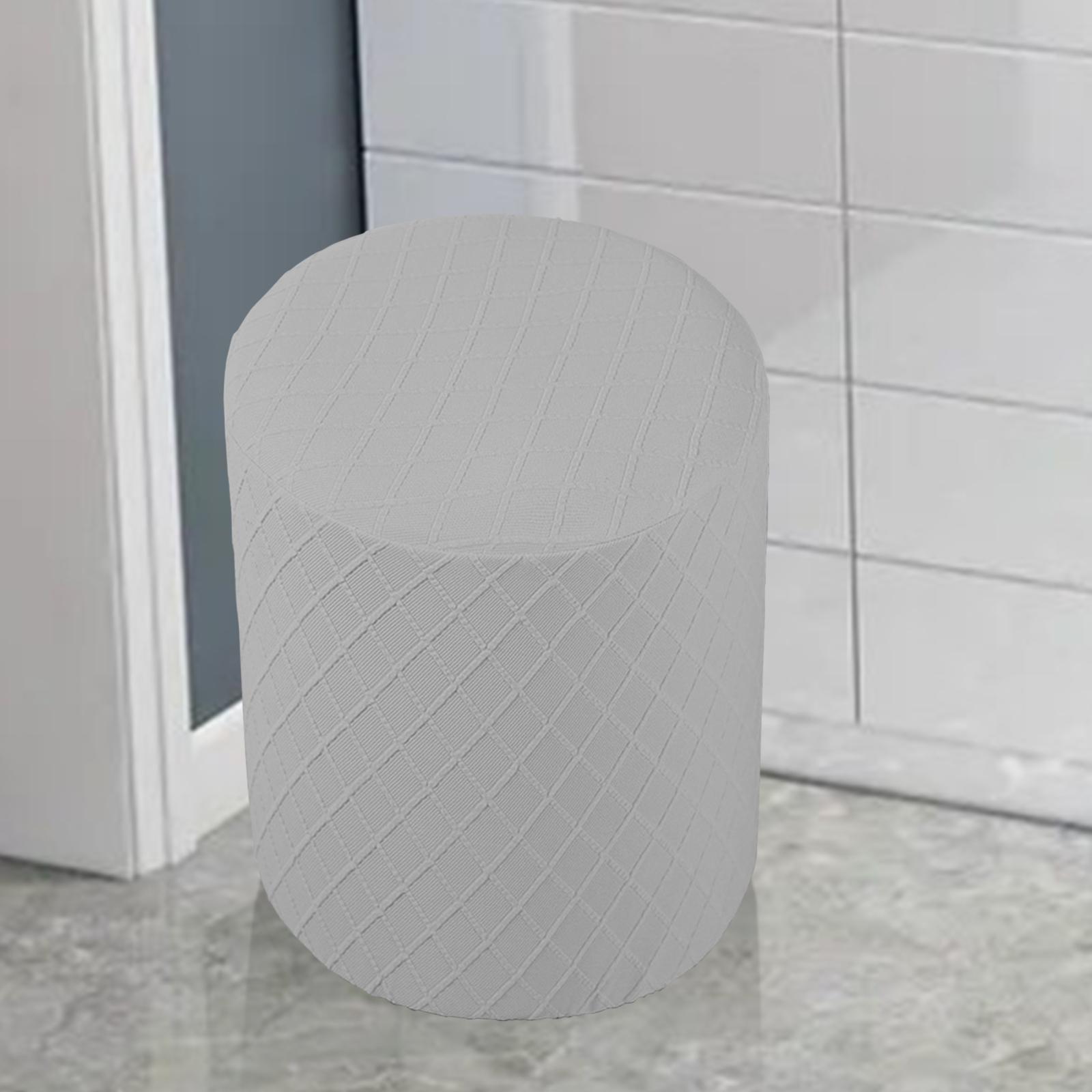 Round Stretch Ottoman Slipcovers Footrest Sofa Cover Foot Stool Covers Silver Gray