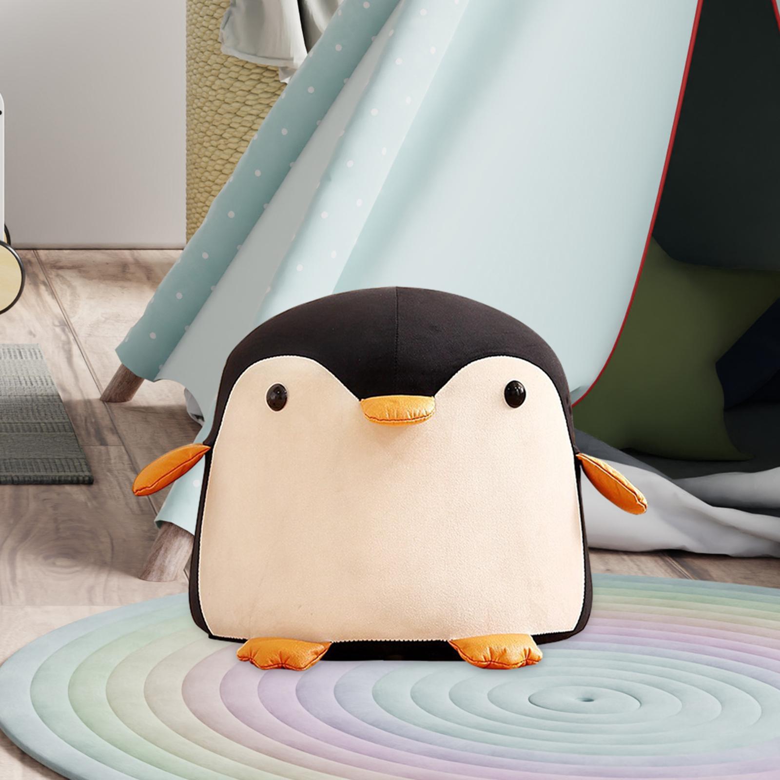 Penguin Footstool Cartoon Pouffe Footstool for Entryway Entrance Living Room black