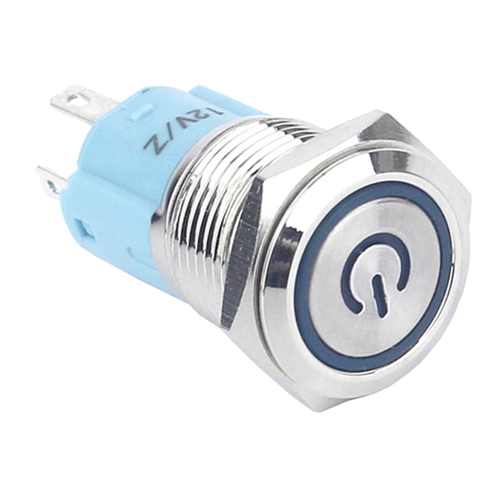 16mm Stainless Steel Push Button Switch Red light 12V Self-locking