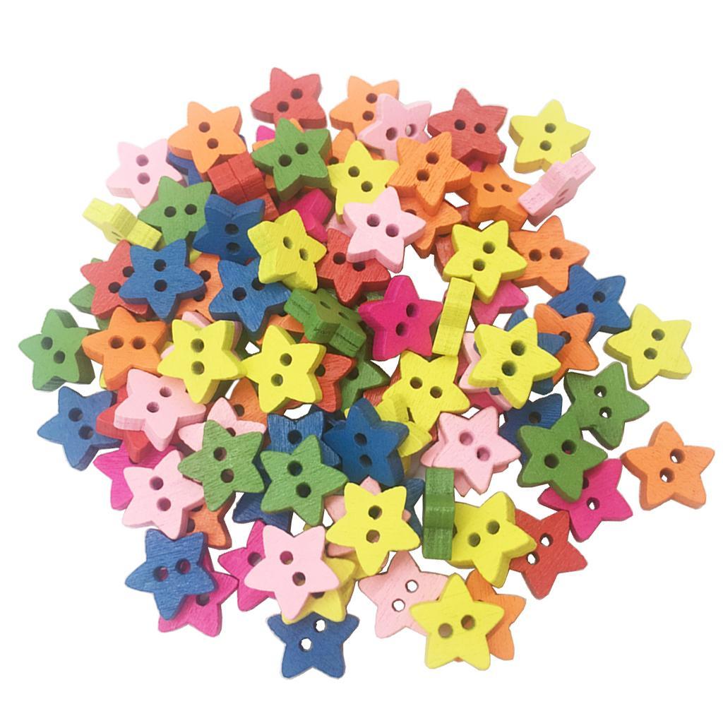 100Pcs Wooden buttons Cartoon Assorted Colors Fit Sewing or Scrapbooking craft - Picture 5 of 7