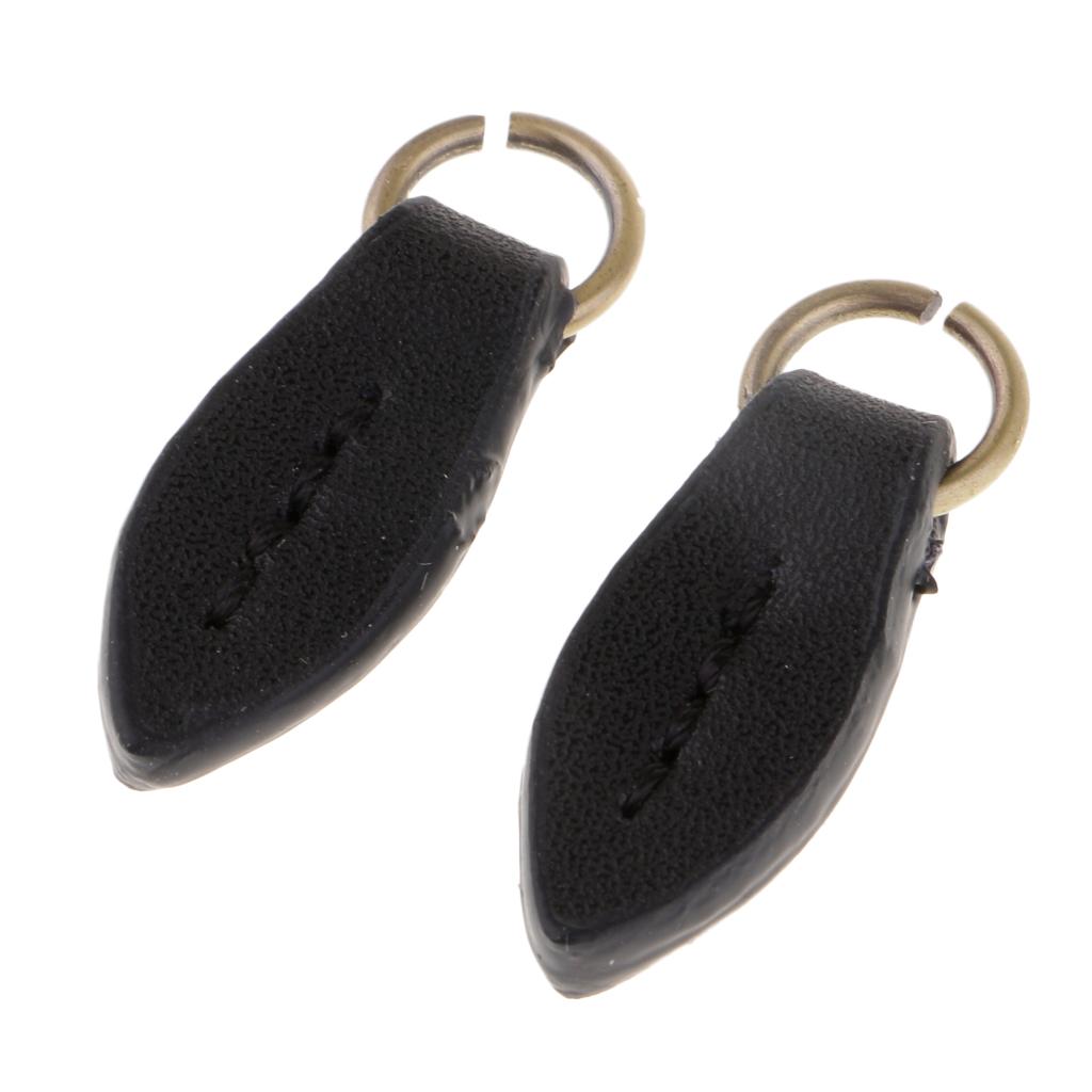 2x Leaf Leather Zip Puller Zipper Pulls Replacement Fastener Slider for