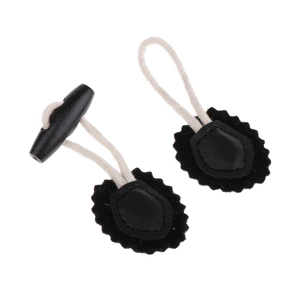 6 Pairs PU Leather and Horn Toggle Closure Clothes Coat Duffle DIY Crafts - Picture 3 of 4