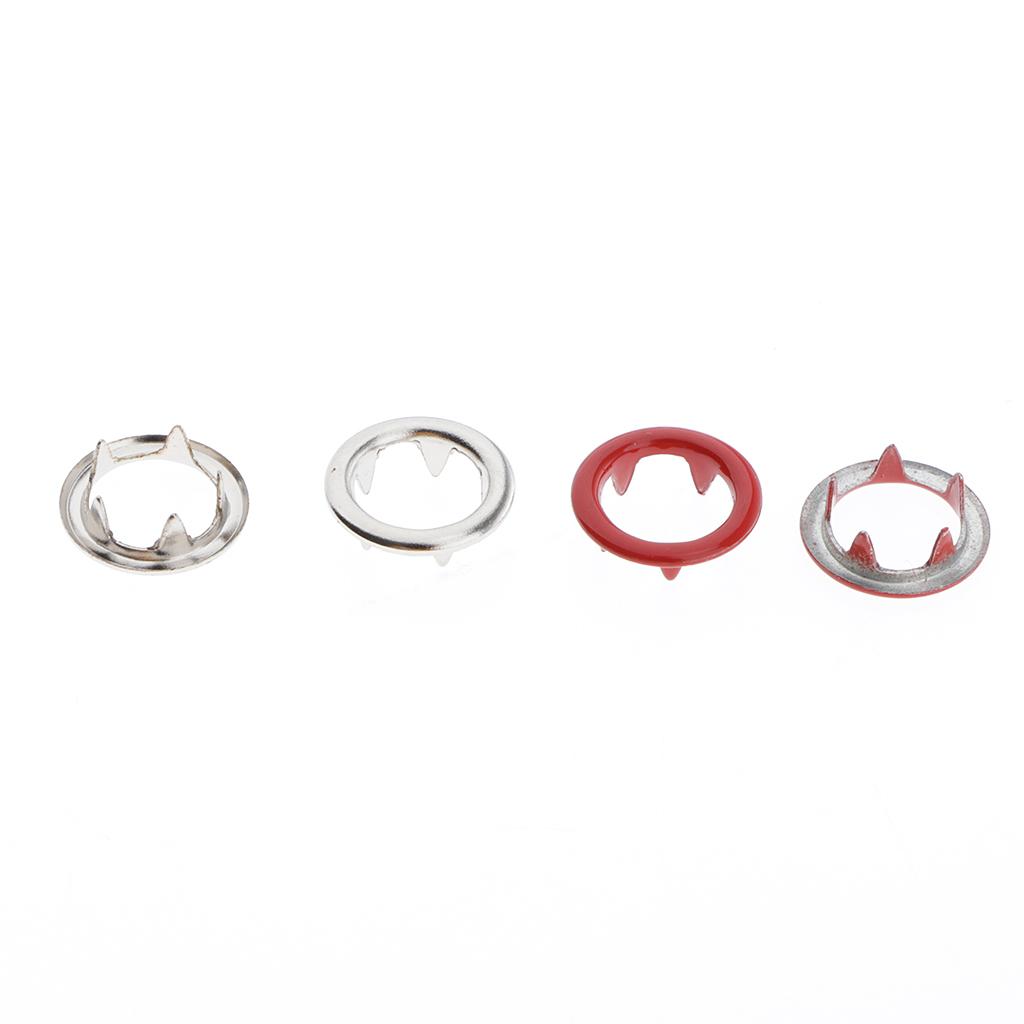 50 Sets Hollow Five Claw Button Prong Snap Buttons Iron Fasteners Red