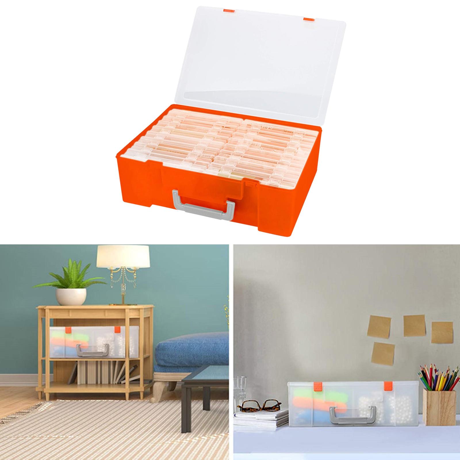 Photo Storage Box 4x6" Crafts Seeds Stickers Cards Case Container Orange
