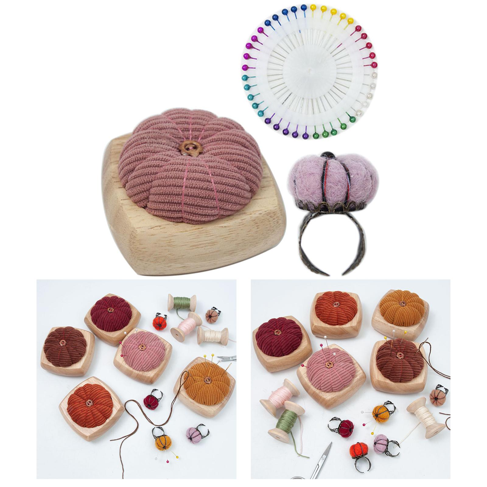 Pincushion Kit Durable Pumpkin Shaped for Quilting Embroidery Craft Projects Pink