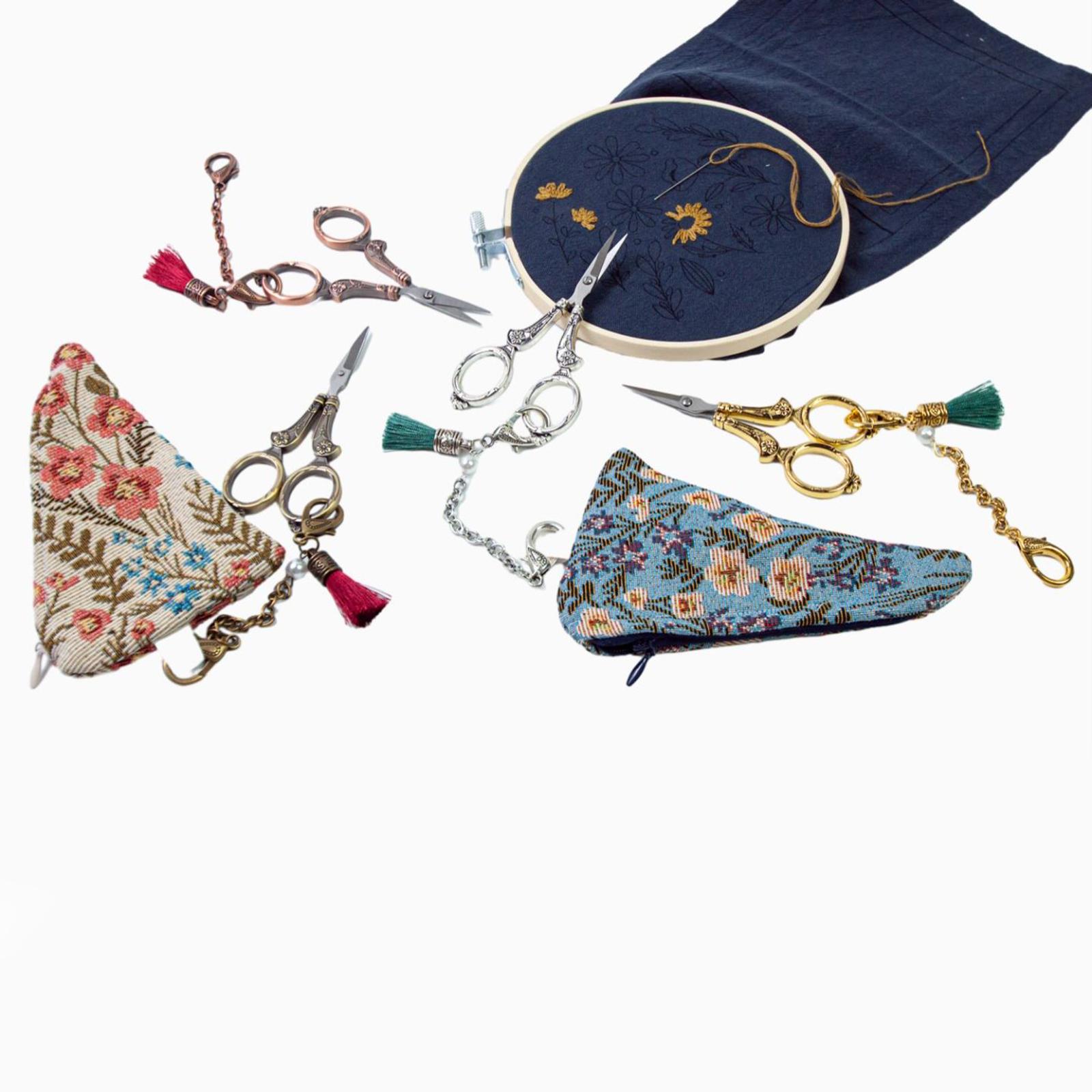 Embroidery Scissors Antique with Lanyard Multifunction Sewing Cutting Shears A