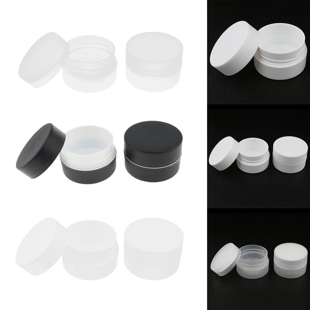 2X 2Layers Cream Jar Bottle Round Empty PP Plastic Cosmetic Containers Clear