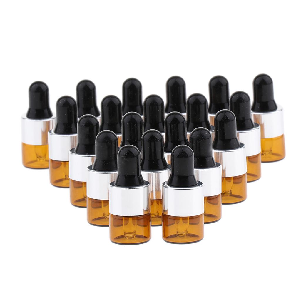 20pcs Mini Refillable Glass Plastic Dropper Bottle for Essential Oils 1ML