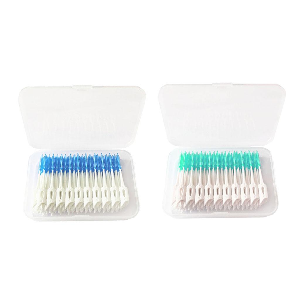 160 Pcs Dental Interdental Brush Tooth Pick Flosser Toothpick Sticks Green