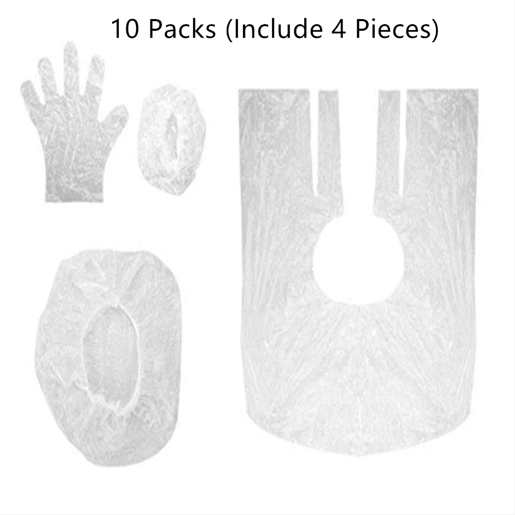 40Pcs Disposable Home Salon Hair Shower Caps Gloves Hait Dyeing Apron Set