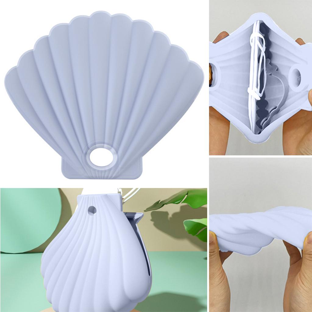 Portable Shell Silicone Face Covering Storage Bag Container Holder Blue