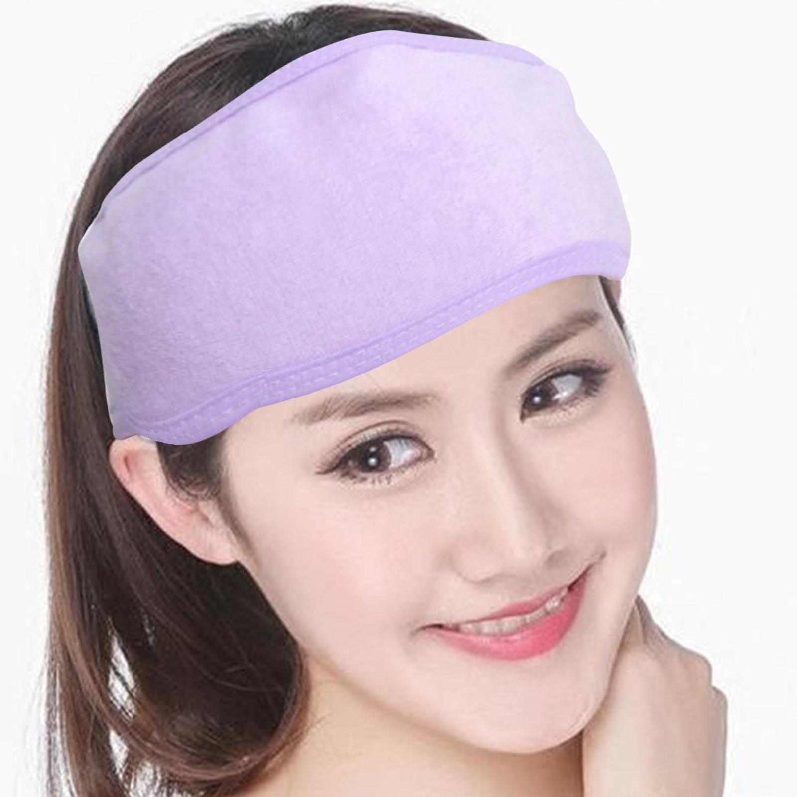 SPA Facial Headband Adjustable Head Band Washing Women Make up Bath Purple