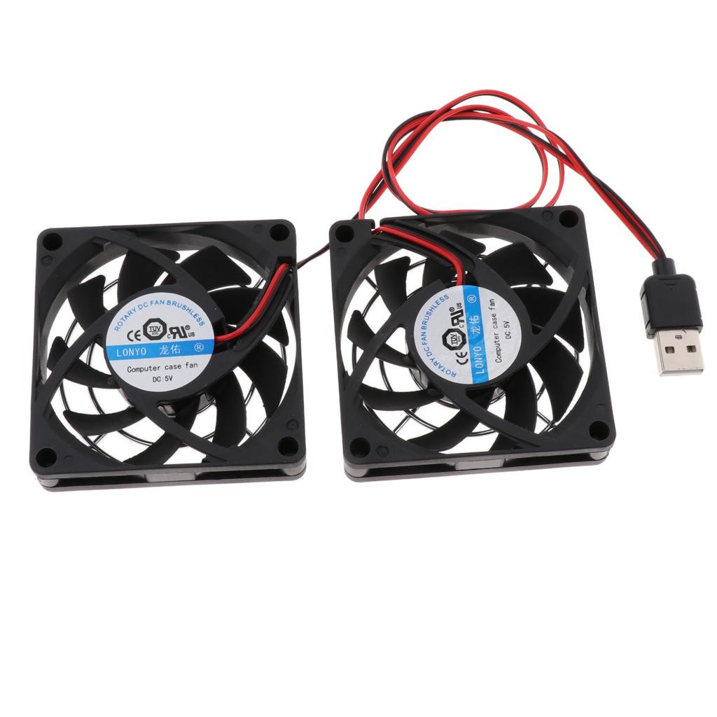 2x7cm Laptop Desktop Computer Fan USB Router Radiator Heatsink Cooling System