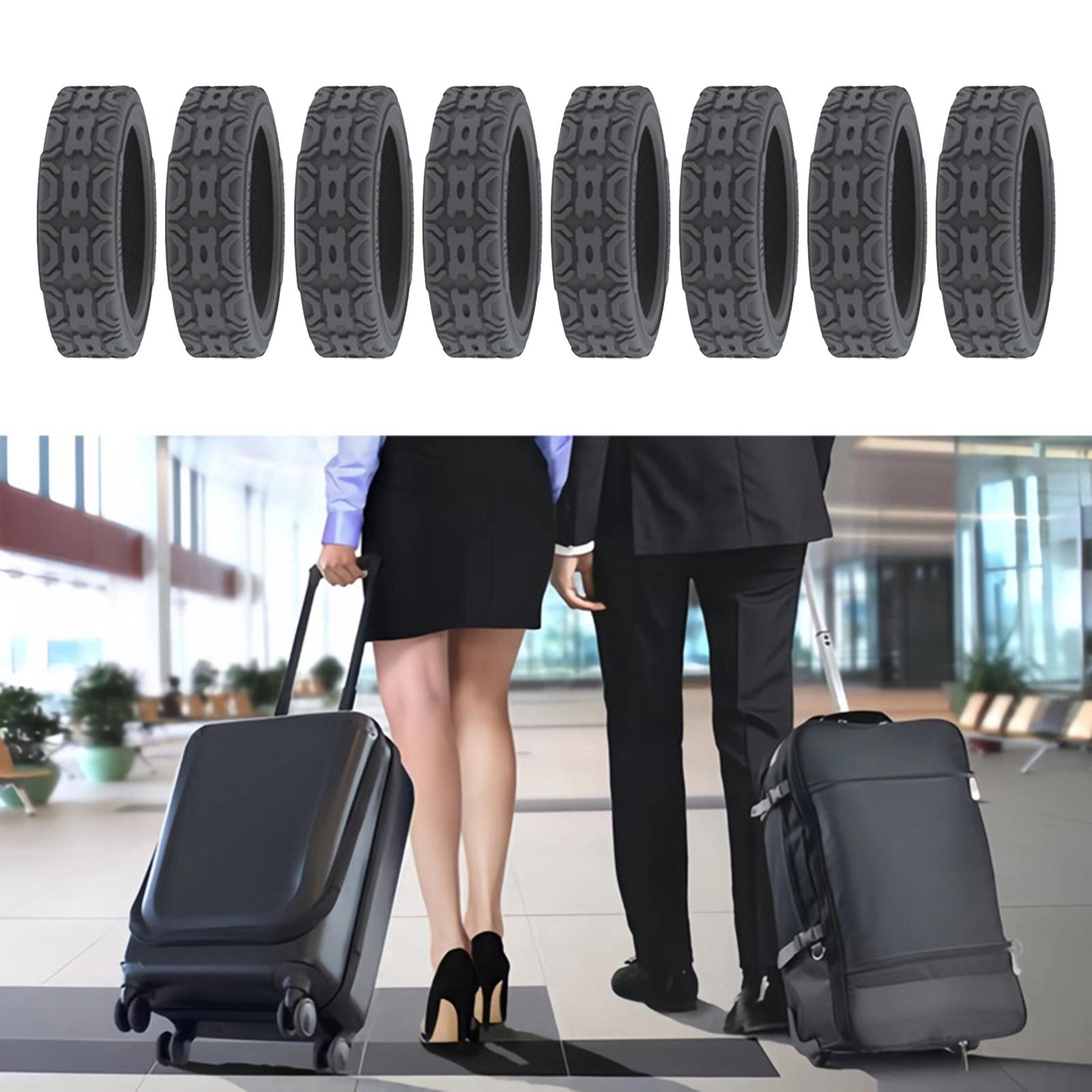 8x Silicone Luggage Wheel Covers Silicone Protective Cover for Most Suitcase light grey
