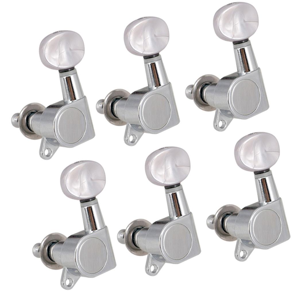 6x Sealed Acoustic Electric Guitar Tuning Pegs Machine Heads Button Silver