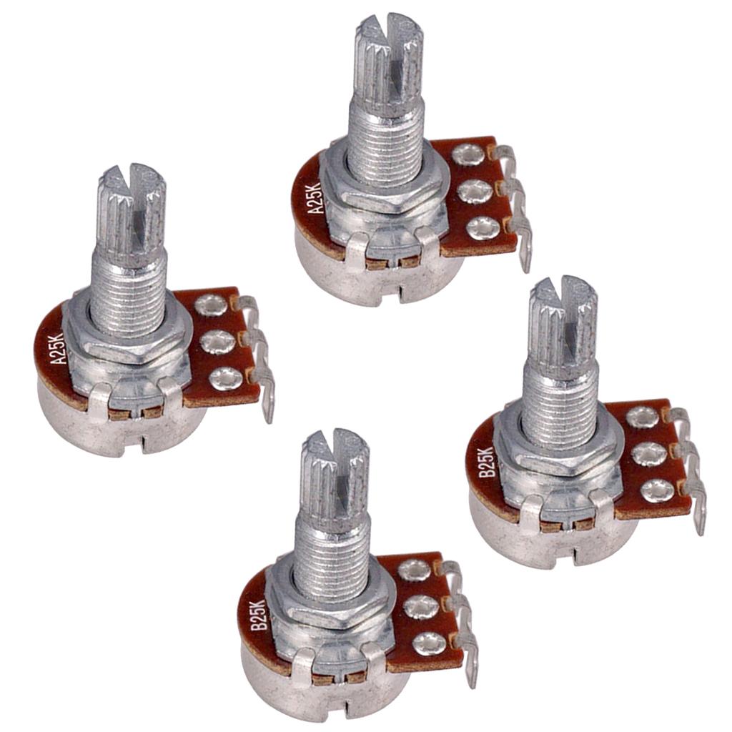 6x4 Pieces A25K/B25K Long Split Shaft Audio Taper Low Friction Potentiometers