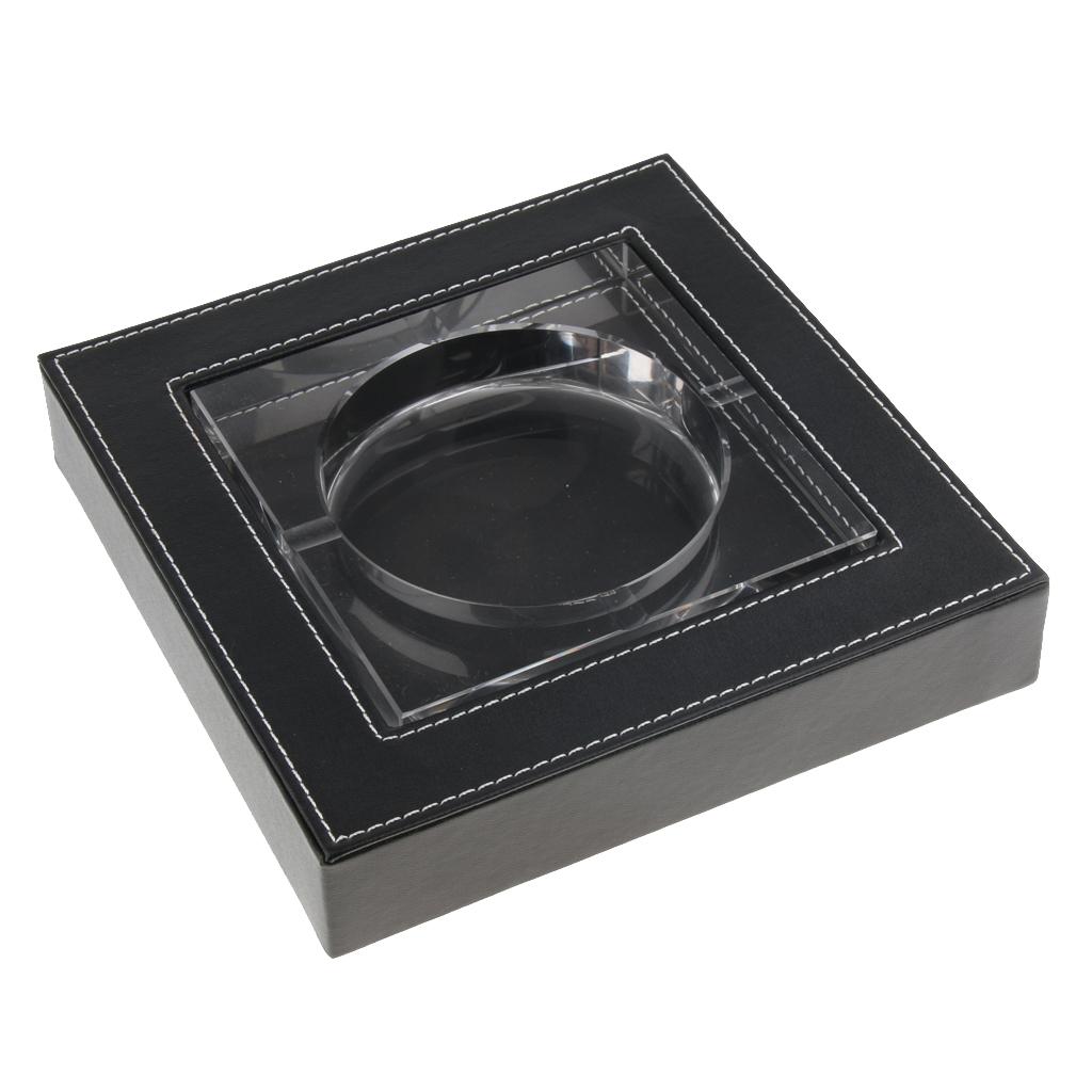 Deluxe Leather Crystal Square Cigarette Cigar Ashtray Home Perfect Gift M