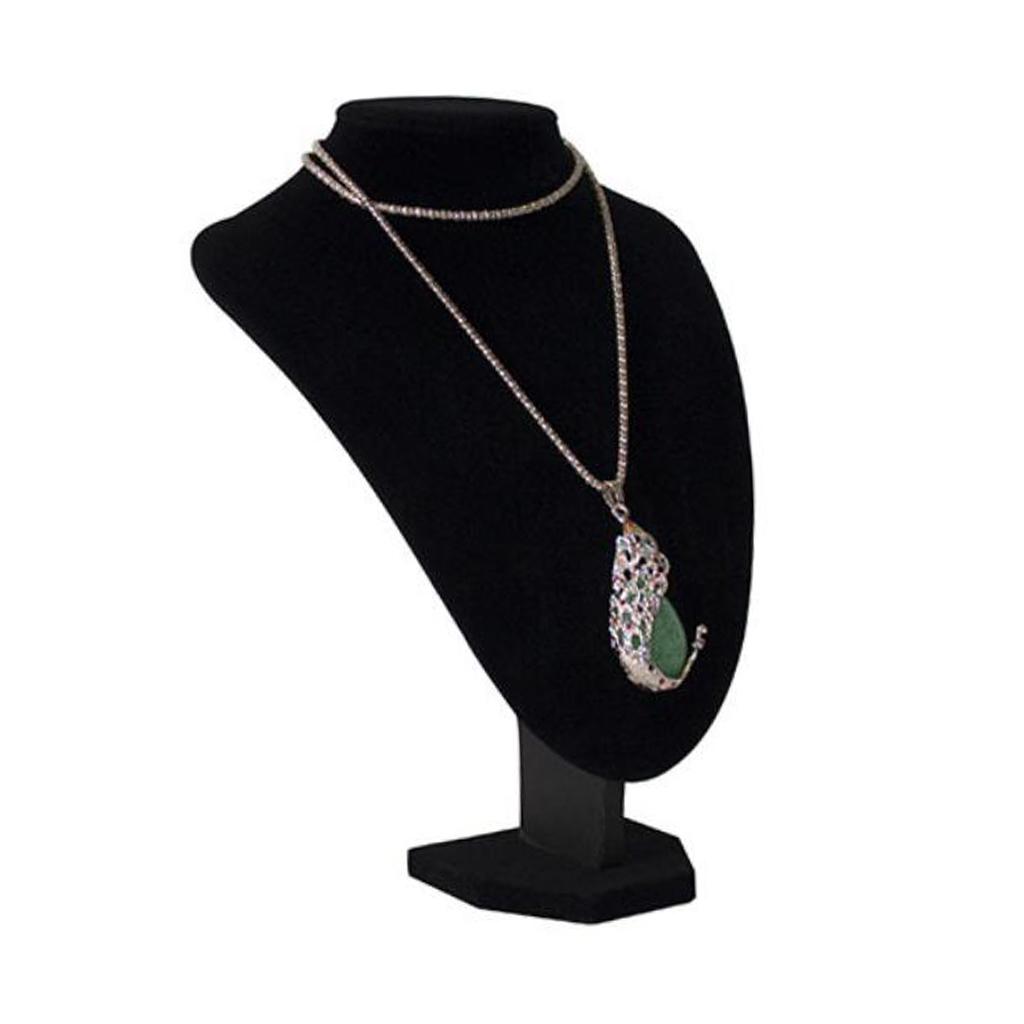 Necklace Pendant Display Bust Mannequin Stand Holder Black Velvet 22x16x13cm