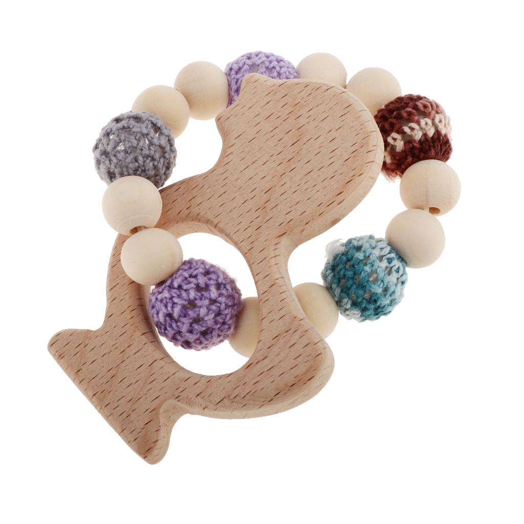 Baby Bracelets Wooden Teether Beads Teething Rattles Nursing Toy Chook