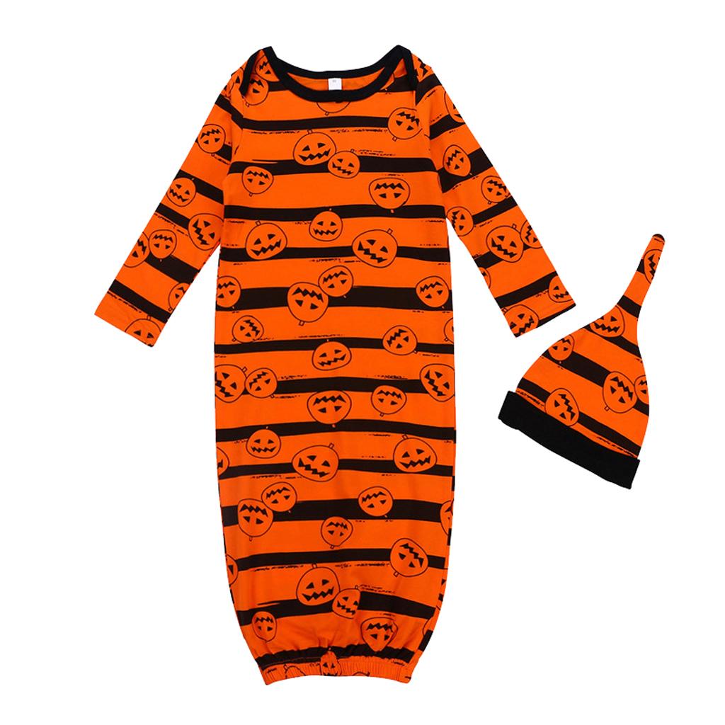 Baby Sleep Halloween Blanket Striped Print Sleeping Bag+Hats 2pcs 0-6Month