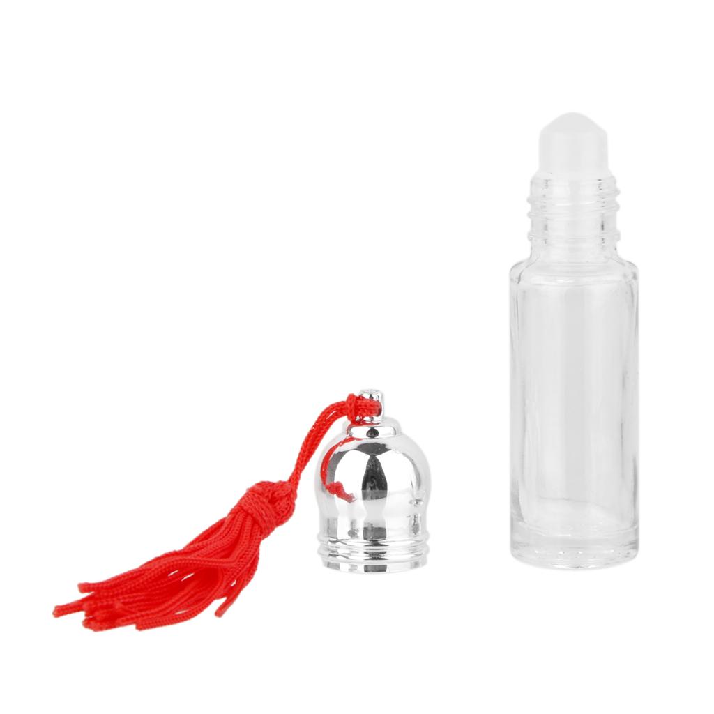 5Pcs 5ml Glass Mini Refillable Empty Perfume Essential Oil Bottles & Tassel