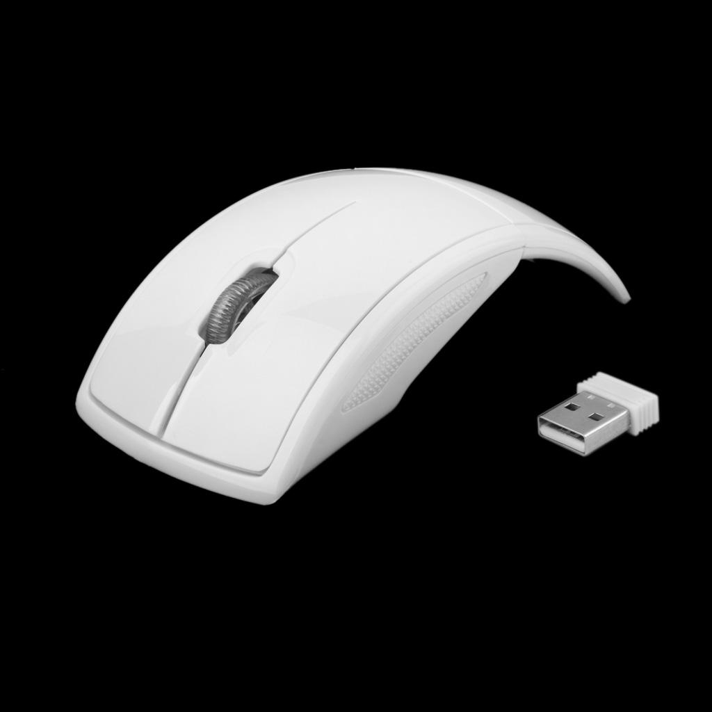 Laptop PC 2.4GHz Wireless Foldable Folding Arch Optical Mouse USB Mice White