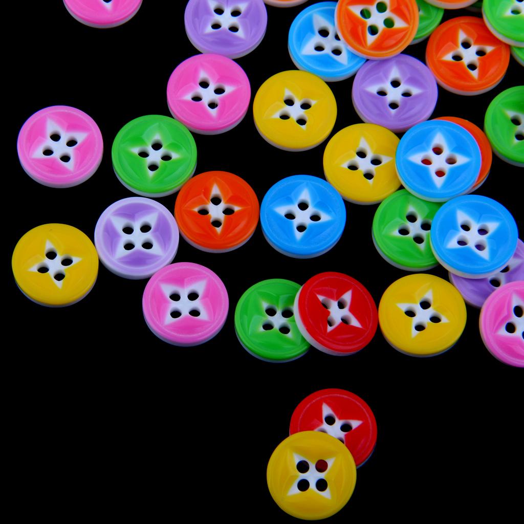 Resin Round Buttons Craft Sewing Cardmaking Mixed Colors 50Pcs