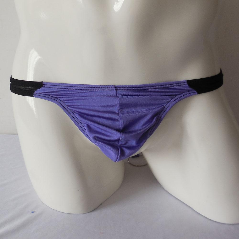 Sexy Men's Metal Ring Stretch Pouch Thong Underwear Purple