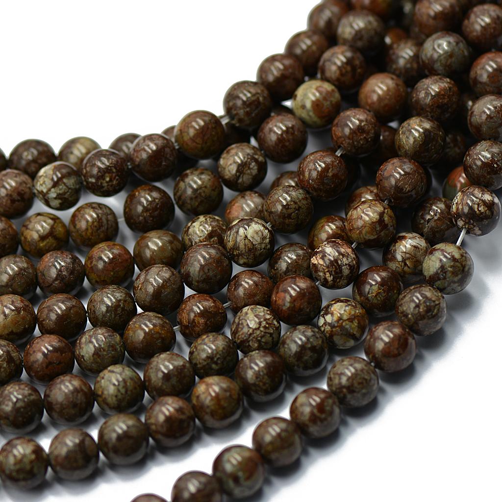 8mm Natural coffee Brown Snowflake obsidian Jasper Loose Beads 15'' Round
