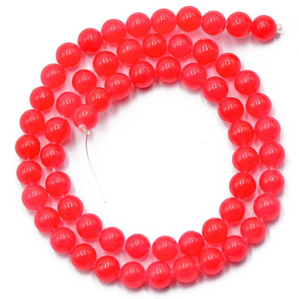 6mm Neon Warm Red Jade Round Gemstone Loose Beads Strand 15''