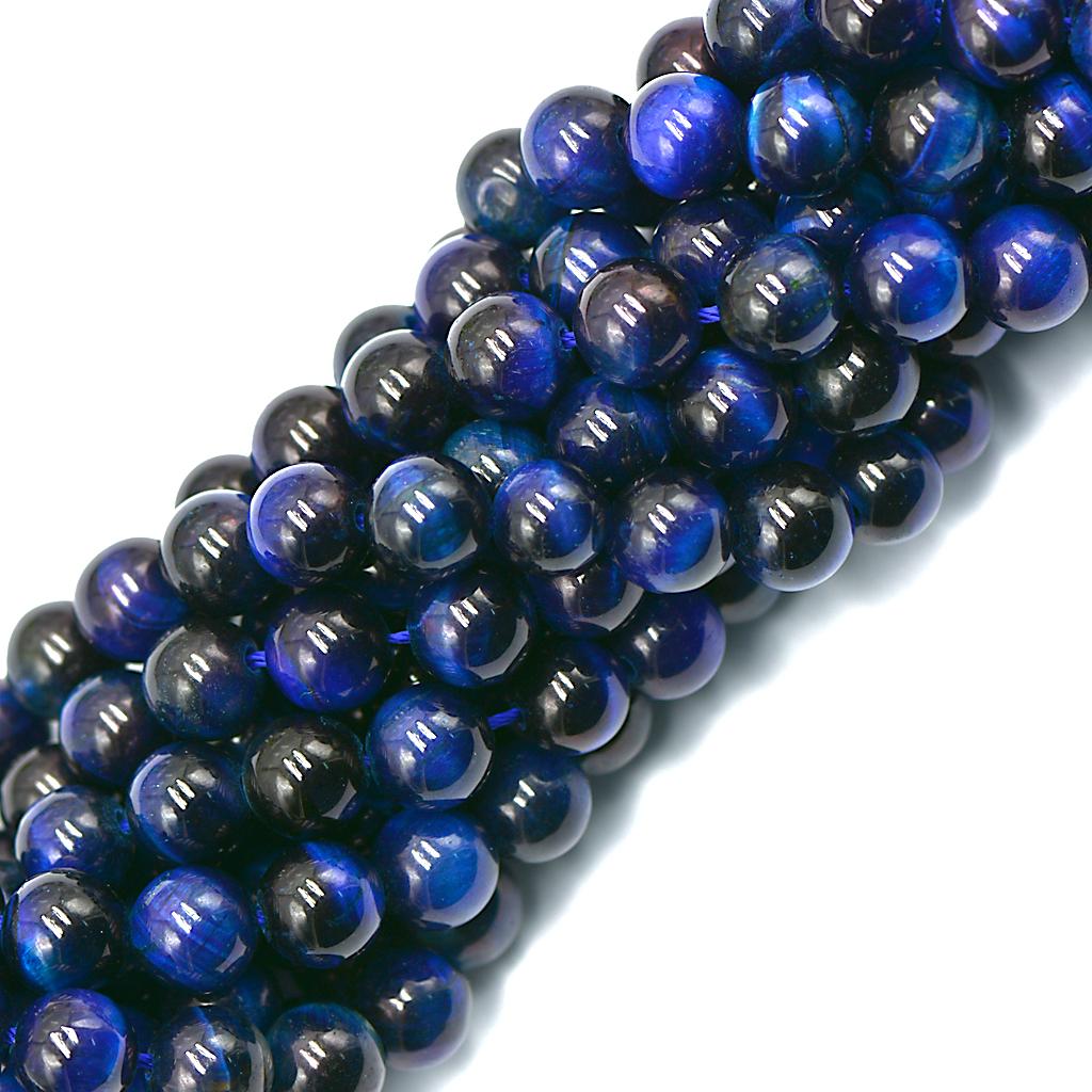 8mm Natural Gemstone Blue Tiger Eye Stone Jewelry Making Beads Round 15''