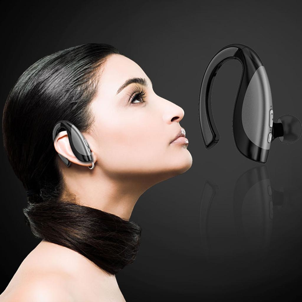 X16 Wireless Bluetooth Headphone Ear Hook Voice Control Silver Grey