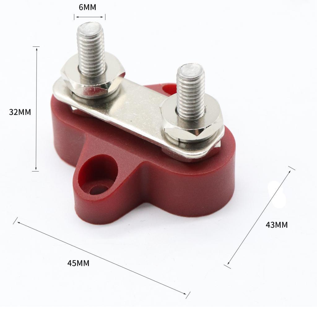 2xBoat DC48V Heavy Duty Double Terminal Studs M6 Power Distribution Block Red