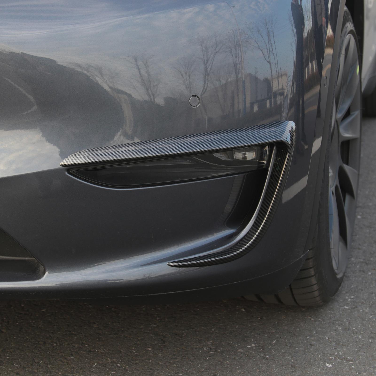 Front Fog Light Cover Accessories for Tesla Model 3 Car Repacking Carbon Fiber Pattern