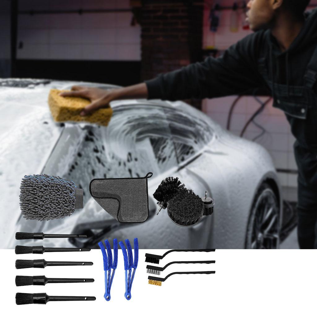 16x Car Electric Drill Brush Detailing Tire 5 Detailing Brushes Clean Black