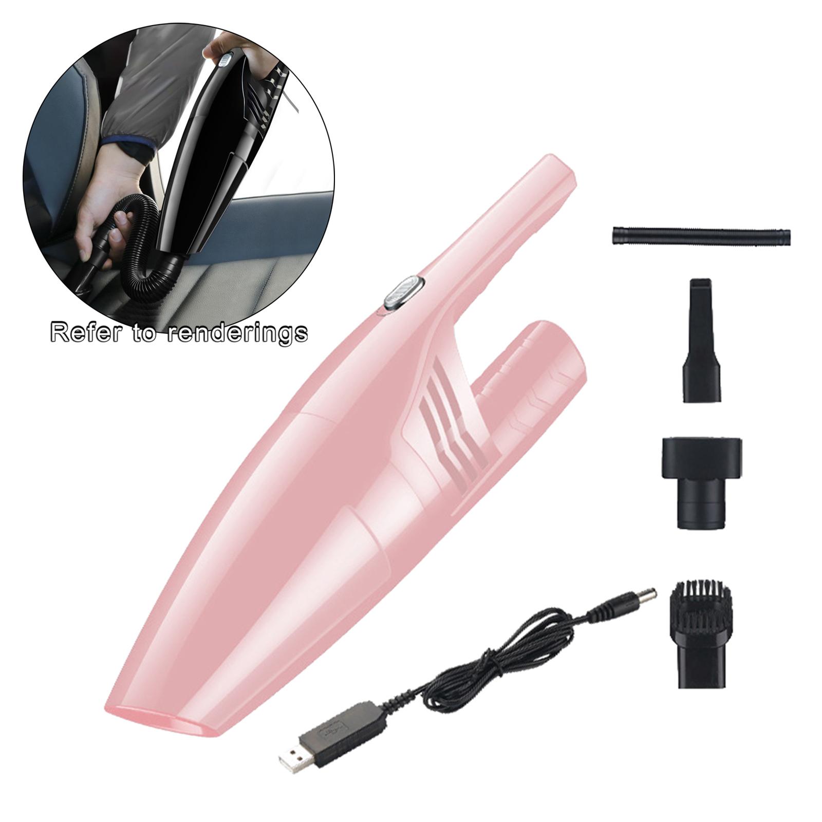 Handheld Car Home Vacuum Cleaner 4500PA Portable Crevices  Pink wireless