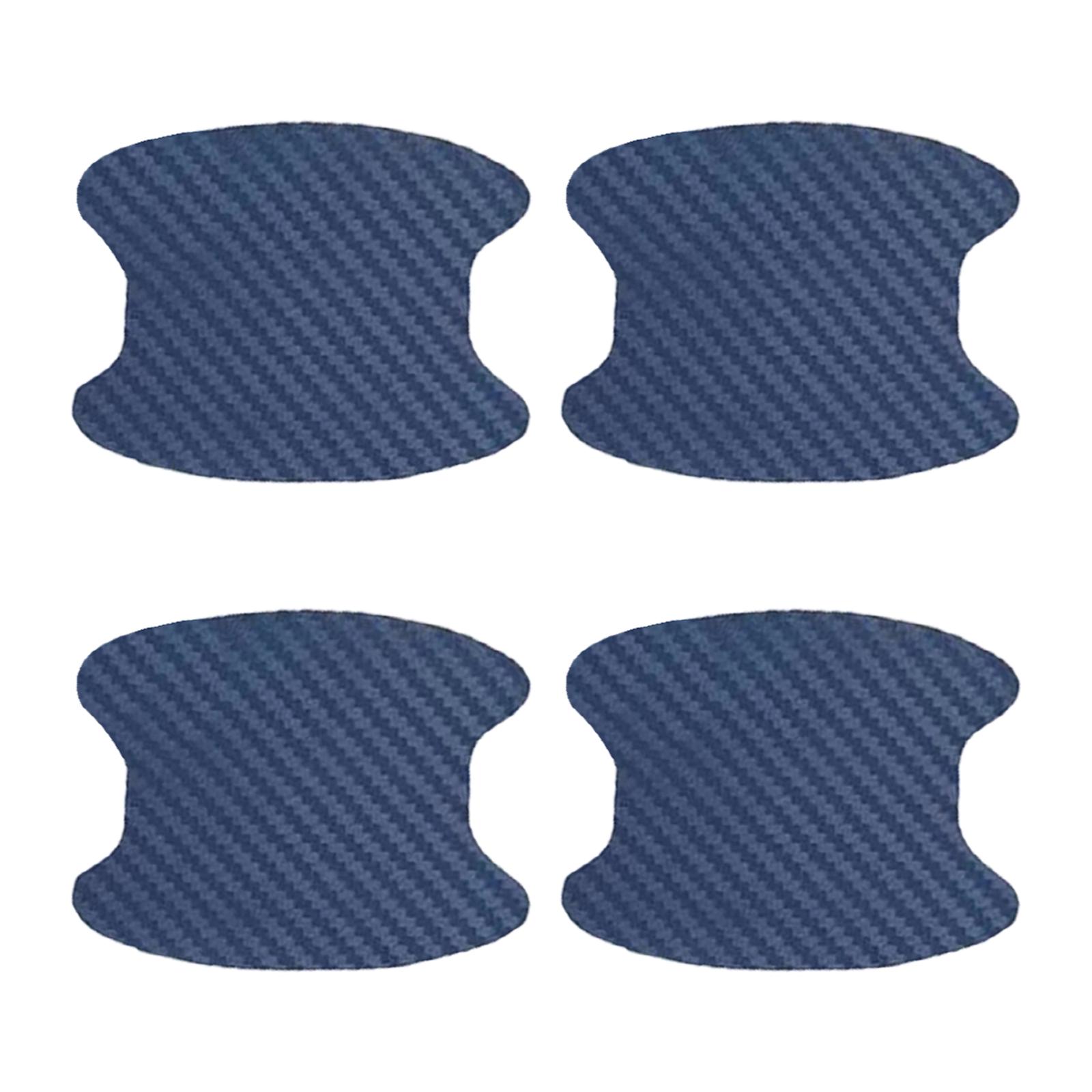 4Pcs Carbon Fiber Car Door Cup Protection Sticker Durable Blue