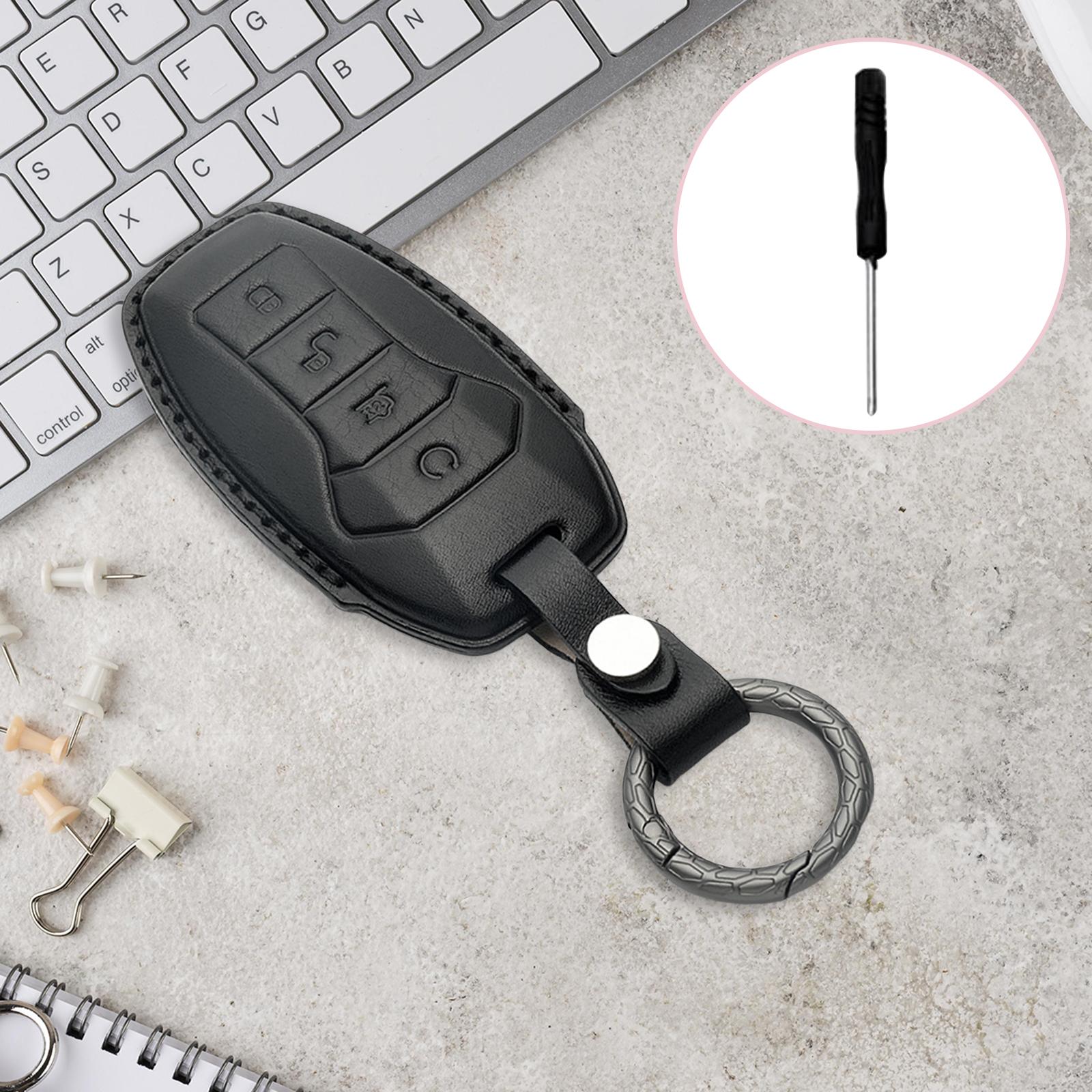 Car Key Fob Cover with Keychain for Byd Han EV Replaces Accessories Style A Black