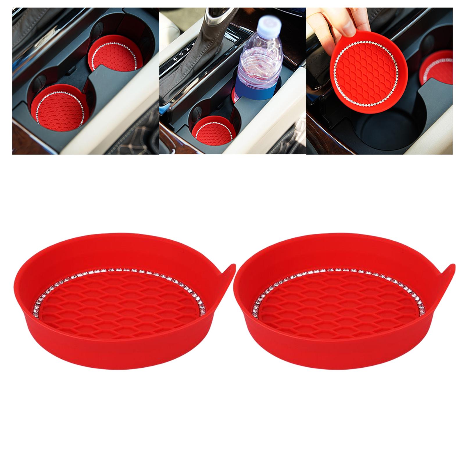 Auto Cup Insert Coaster round Vehicle Cup Mats for Party Office RV Red