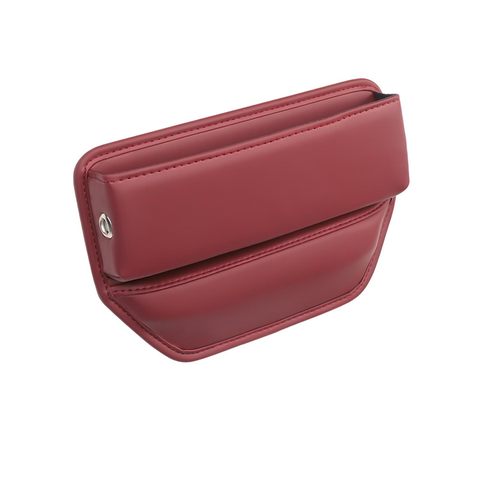Car Seat Gap Organizer Storage Box PU Leather Anti Scratch Durable Universal Red