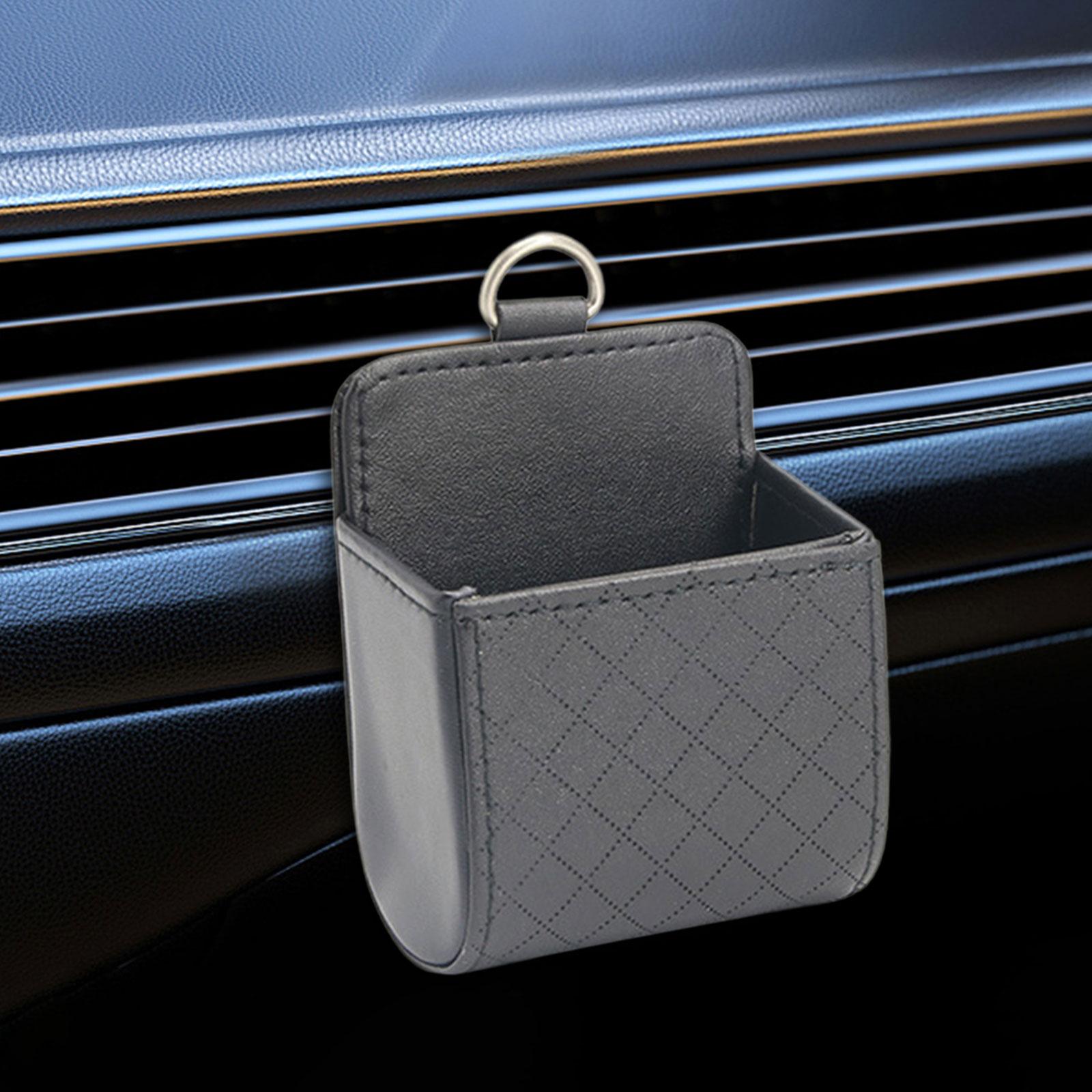 Car Air Vent Bag Organizer Durable Air Vent Holder Bag for Phones Bills Black
