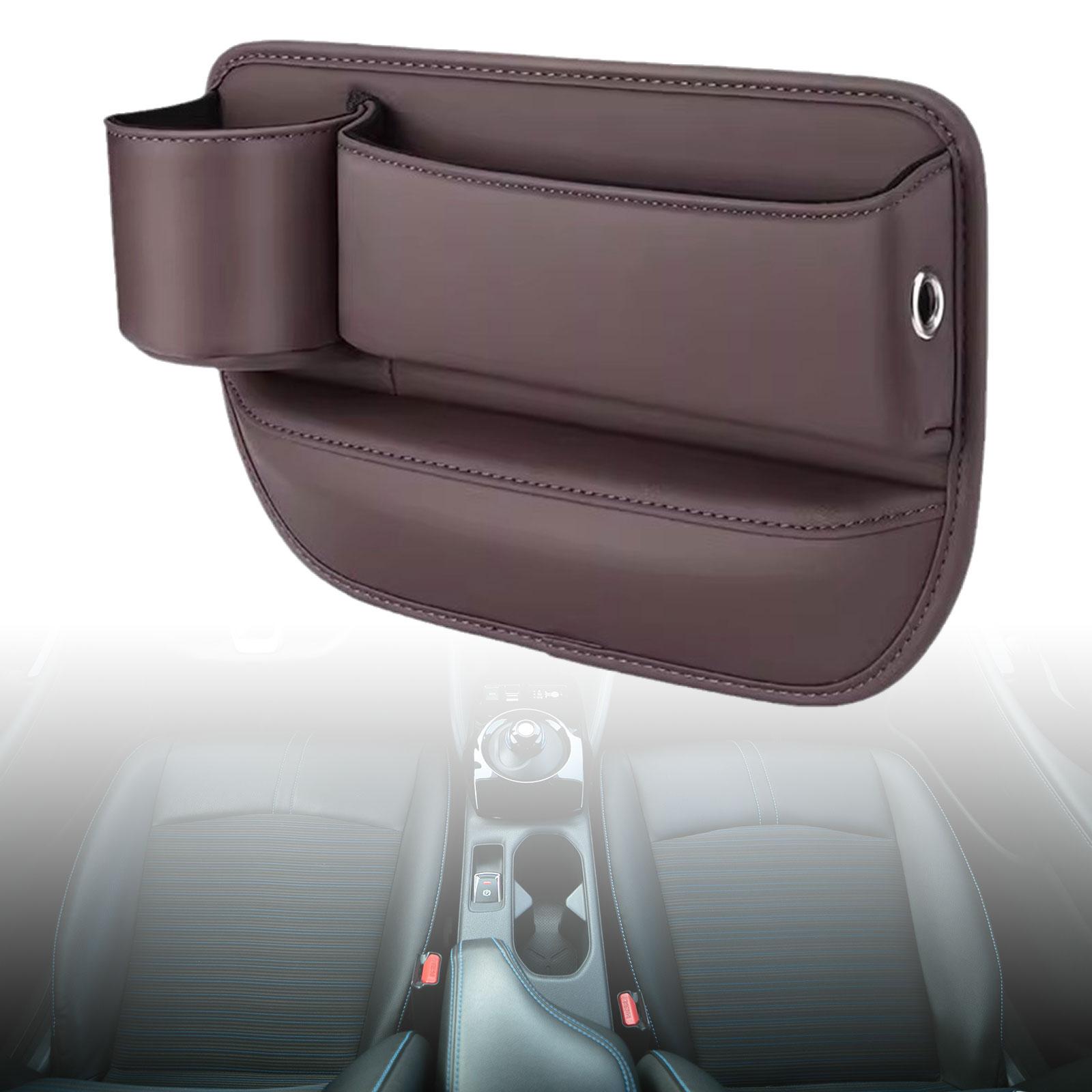 Car Seat Gap Organizer Car Seat Crevice Storage Box for Cellphones Pens Brown Main Driver